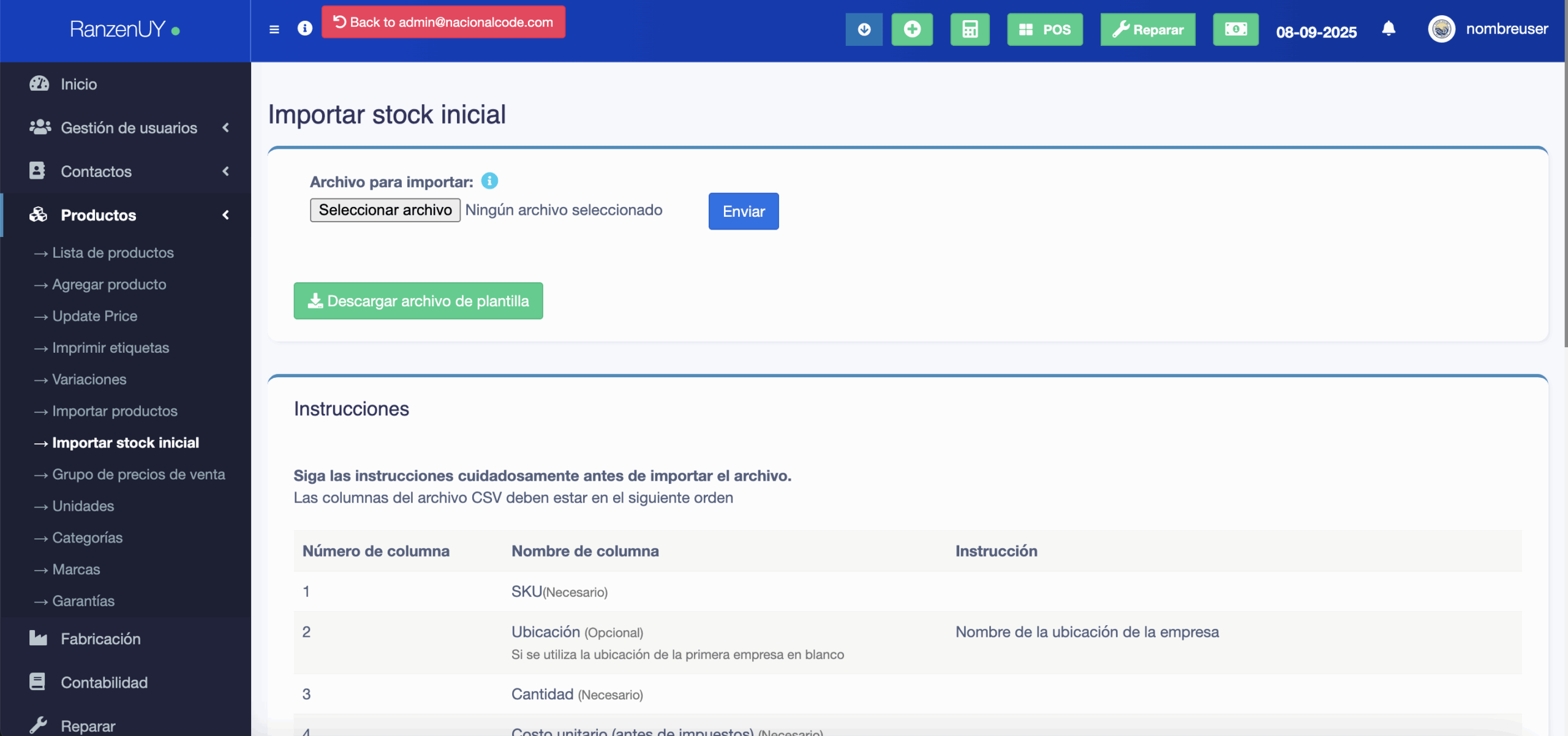 Importaciones y movimientos masivos